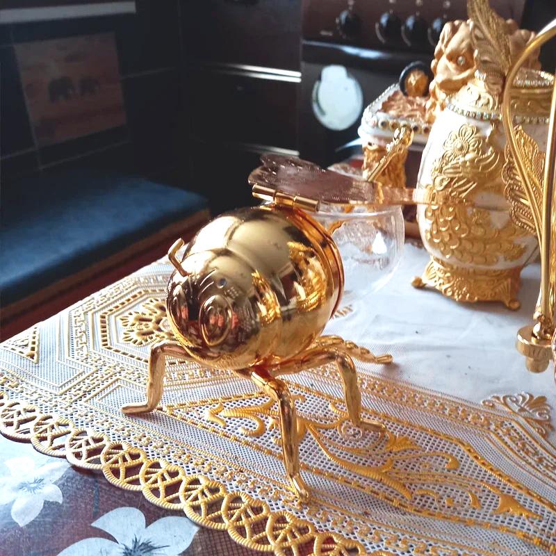 Luxurious Bee Honey Pot With Spoon Honey Jar Honey Storage Bowl Decorative Bee Jar Transparent Seasoning Jar Kitchen Spice Box