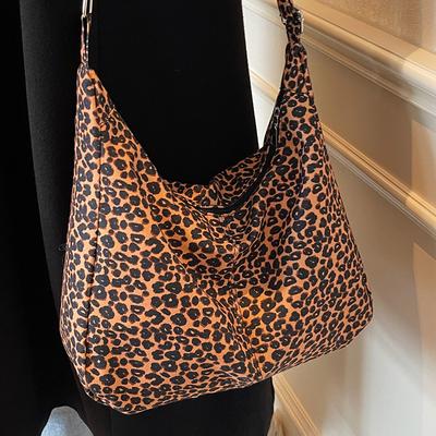 Korean Style Trendy Leopard Print Large Capacity Tote Bag New Casual Women's Shoulder Bag Retro Crossbody Bag