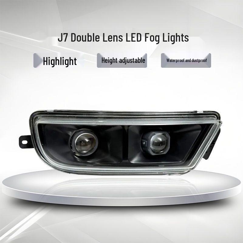 Jiefang J7 Adjustable LED Fog Light Assembly - Super Bright White Lens for High/Low Modification Black Gold Full LED Dual Lens Fog Light - Left