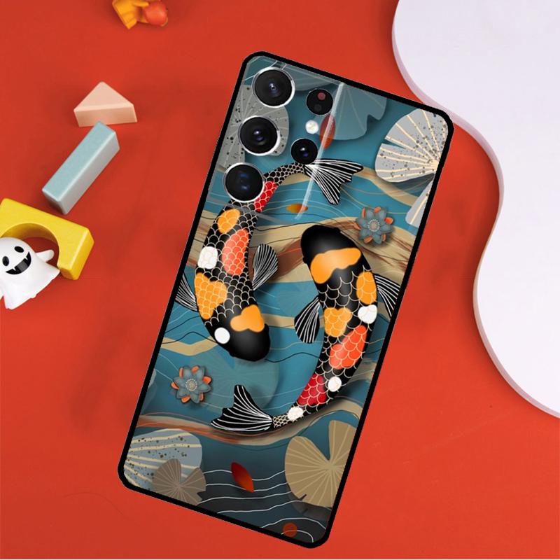 Koi Carp Fish Yin Yang Phone Case For Samsung Galaxy S24 Ultra S25 Ultra S9 S10 S20 S21 S22 S23 Plus S24 FE Cover