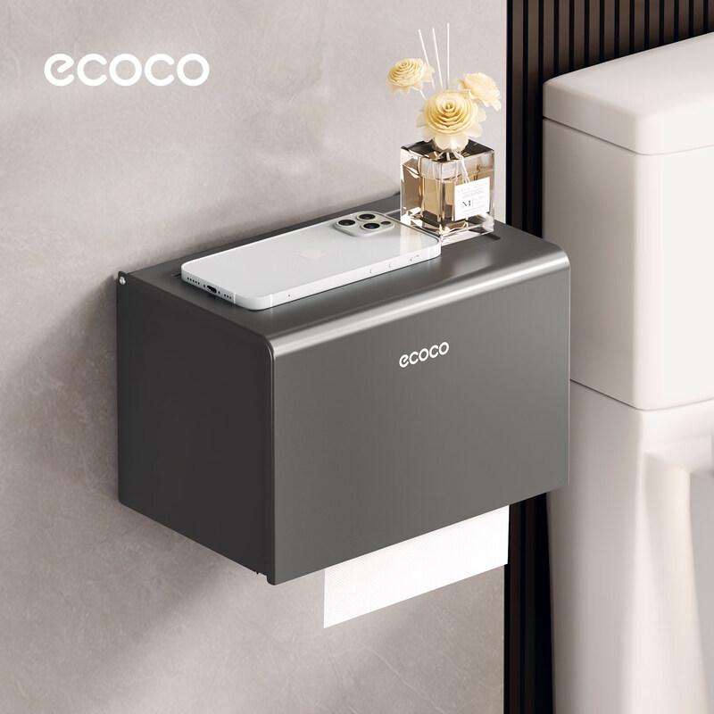 Ecoco Space Aluminum Wall-Mounted Toilet Paper Holder with Shelf