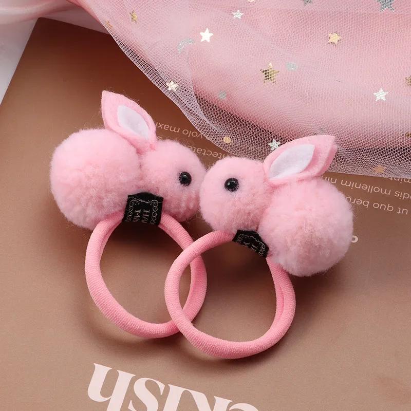 2 Stück Haaraccessoires Mädchen Elastique Cheveux Fille Gomas Elasticas Fellig Koreanisch Kinder Kleidung Hasenohren Scrunchie Stirnbänder