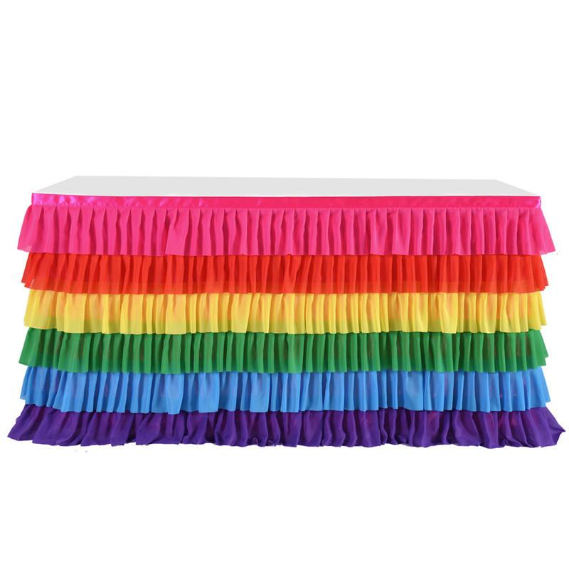 Chiffon Table Skirt Birthday Party Tutu Gauze Table Skirt Wedding Decoration Pleated Blocked Table Surround Deco Table Mariage
