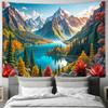 Autumn Mountain Lake Forest Landscape Wall Tapestry Machine Washable All Season Decor Art Print Nature Design Home Easy To Clean