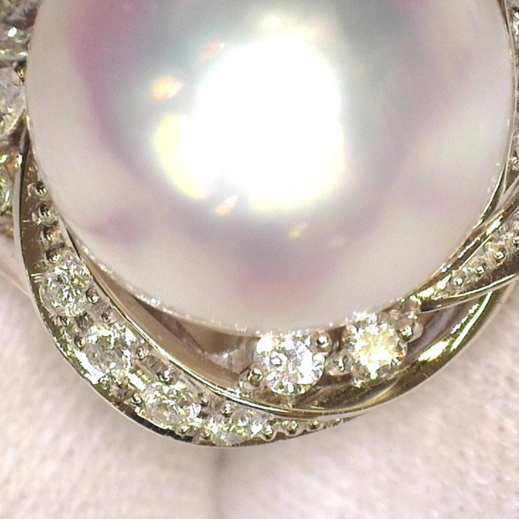 South Sea Pearl White Butterfly Farming Ring Pearl Silverx Pink Women XQ8194 Used