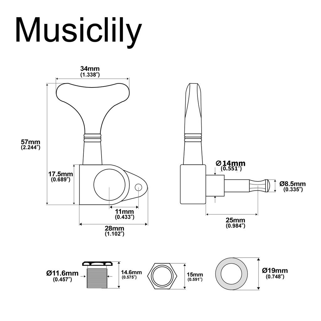 Musiclily Pro Bass Gear Tuning Ibanez for Electric Chrome L2+R2 Tuners, 171 Ratio, 4-String Pegs, Style, Bass,