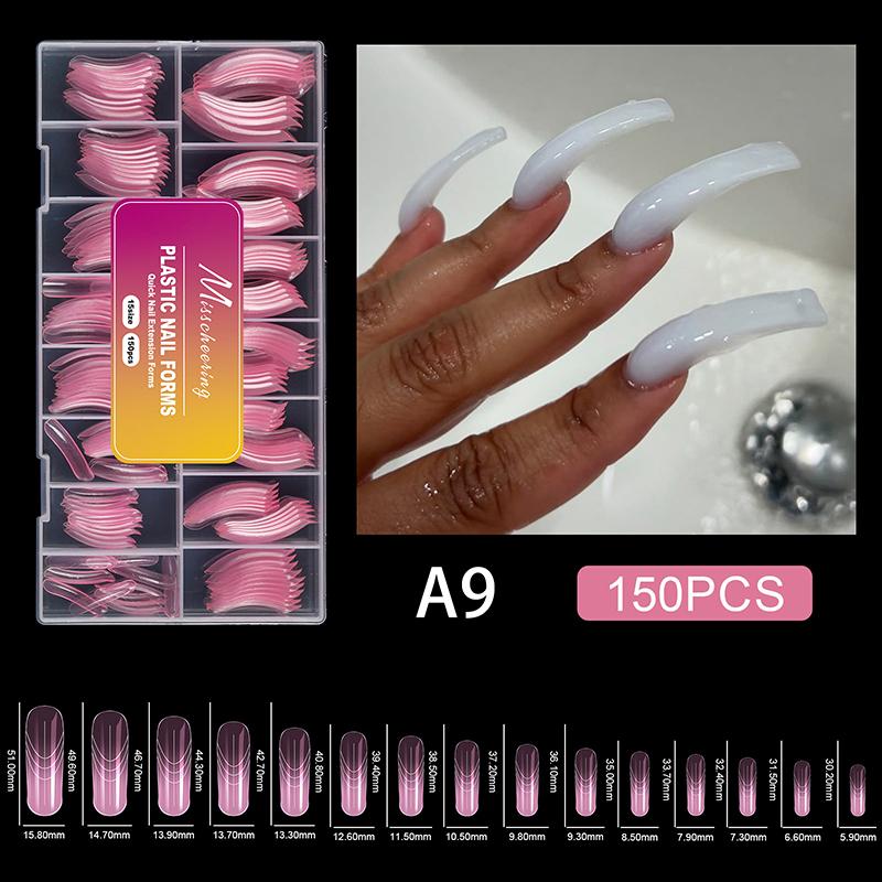 150 Stück Dualformen für Poly-Nagelgel Weiche Nagelformen Schablonen Acryl Vollabdeckung Falsche Nagelspitzen Maniküre Verlängerung