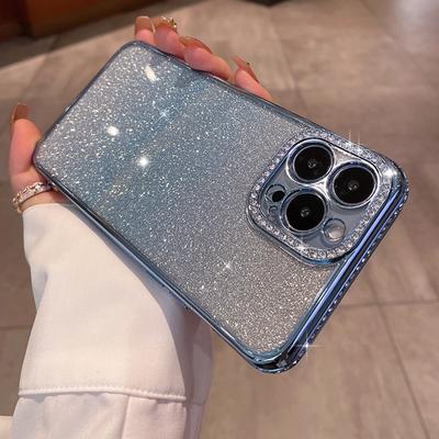 Luxury Diamond Glitter Soft Silicone Phone Case For Iphone 14 13 12 11 Pro Max Fashion Girl Gradient Shiny Shockproof Cover
