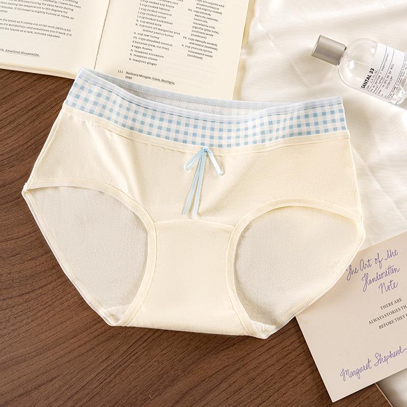 Japanese Contrast Color Block Cotton Women's Antibacterial Briefs