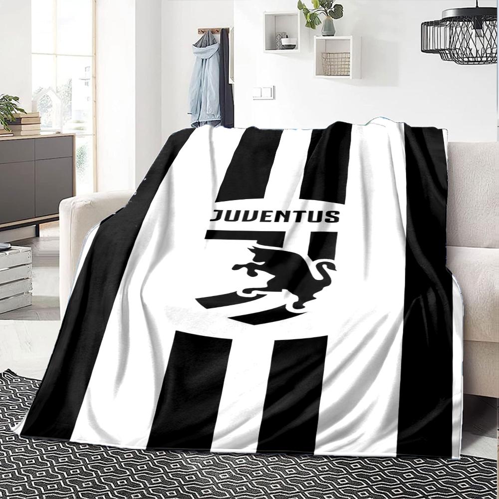 Decke mit Juventus Fußballclub Thema Aufdruck - Perfekt für Sofa, Bett, Reisen & Outdoor | Maschinenwaschbar, Gemütlich & Langlebig.