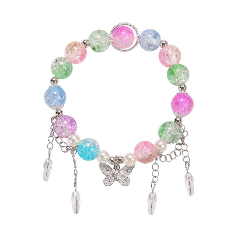 Korean Colorful Butterfly Bracelets Bead Tassel Bracelet For Women Fashion Sweet Versatile Accessory Wedding Birthday Jewelry