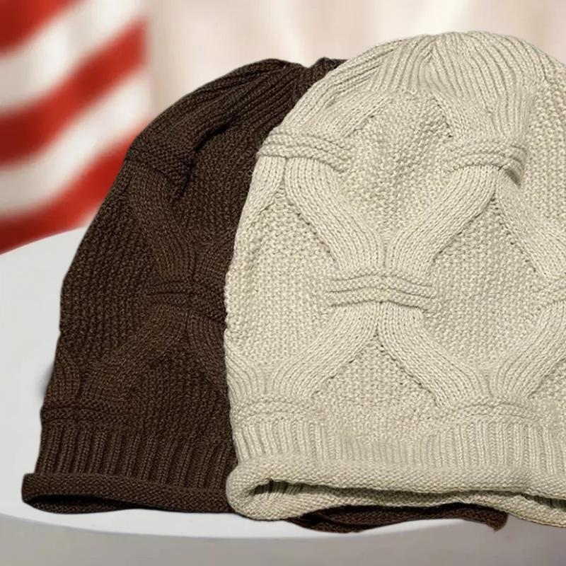 Autumn Winter Rolled Edge Knitted Cap Fashion Women'S Outside Sports Cold Protection Warm Beanie Hat
