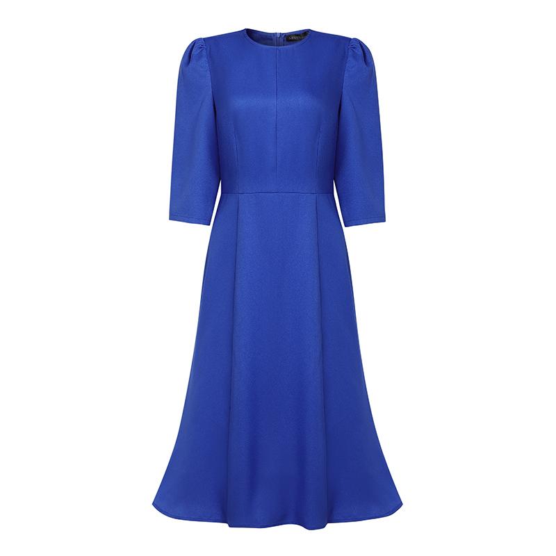 ZANZEA Women Casual Round Neck Summer 3/4 Sleeve Elegant Dress