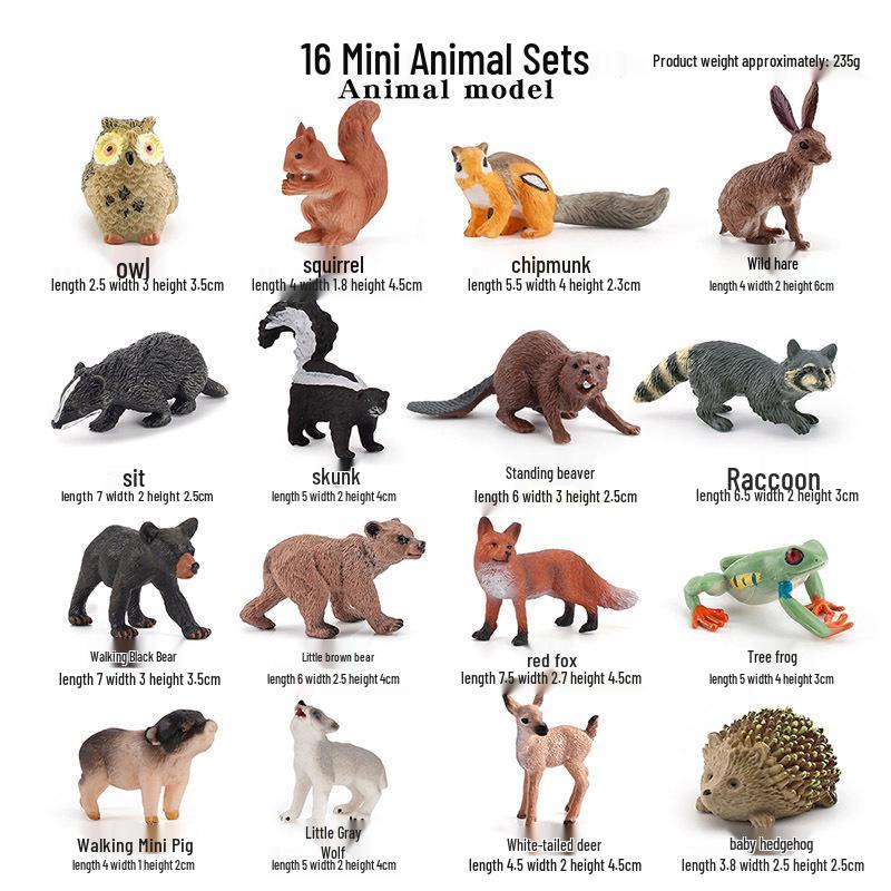 Forest Wildlife Model: Squirrel, Hedgehog, White-tailed Deer Cake Ornaments