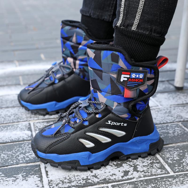 Детская зимняя плюшевая теплая спортивная обувь с высоким берцем из хлопка — фото 8