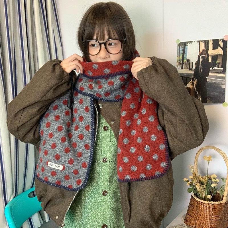 Luochi Knitting~Mu Series Polka Dot Scarf: Soft, Versatile, Warm Neck Warmer for Men and Women, Perfect for Autumn and Winter.