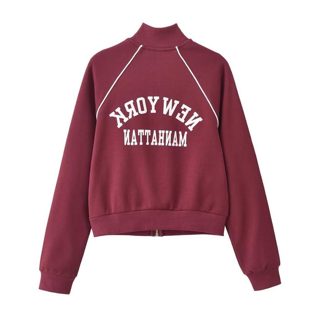 TAOP&ZA Women's Letter Print Velvet Sweatshirt Set - Early Spring Collection