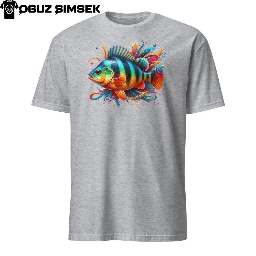 

Colorful Bass Fish Trout Splashes Unisex T-Shirt | Fishing Graphic Tee 2XL