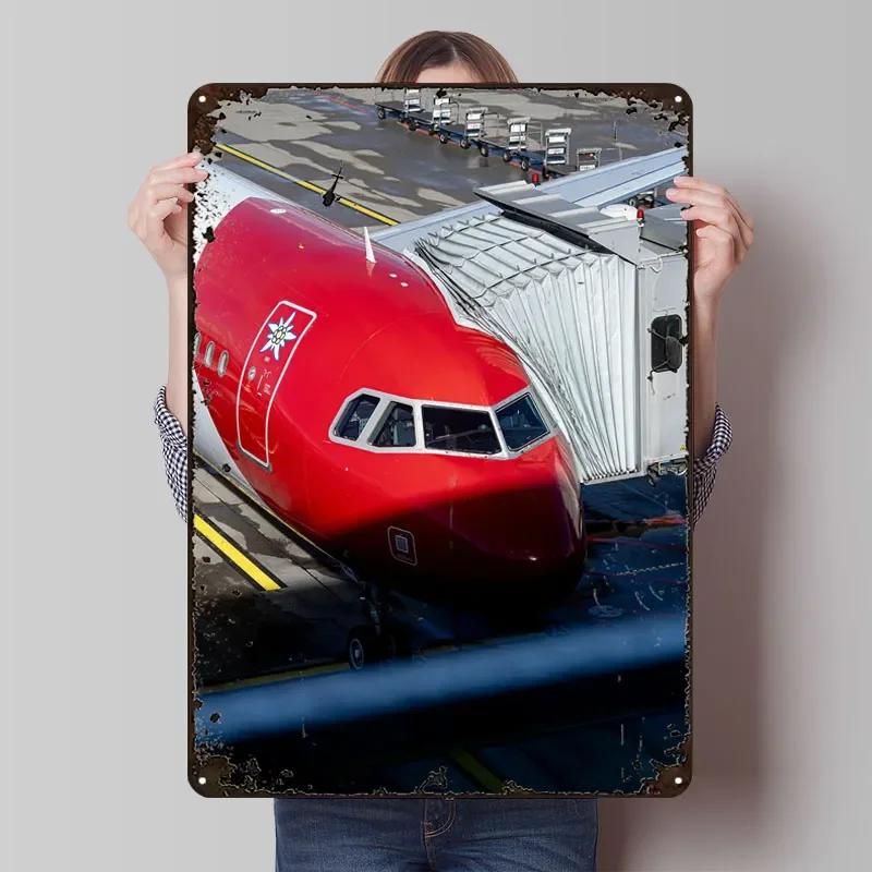 

Edelweiss A320 в аэропорту Цюриха Жестяная табличка Постер с самолетом Винтажная металлическая пластина Металлические таблички на заказ для украшения стен 7.9x11.8In(20x30cm)