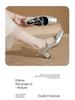 Silver Mary Jane High Heels: Women's Square Toe Retro Chunky Heel One-Strap Shoes for Spring and Autumn.