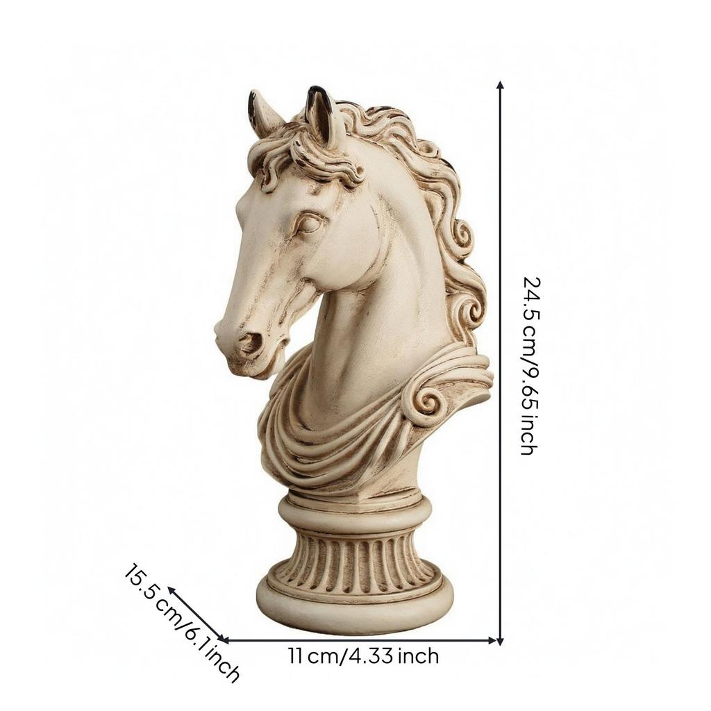 Horse Head Bust European-Style Statue Tan for Entryway