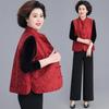 Elegant Red Spring Cardigan Vest for Middle-Aged Women