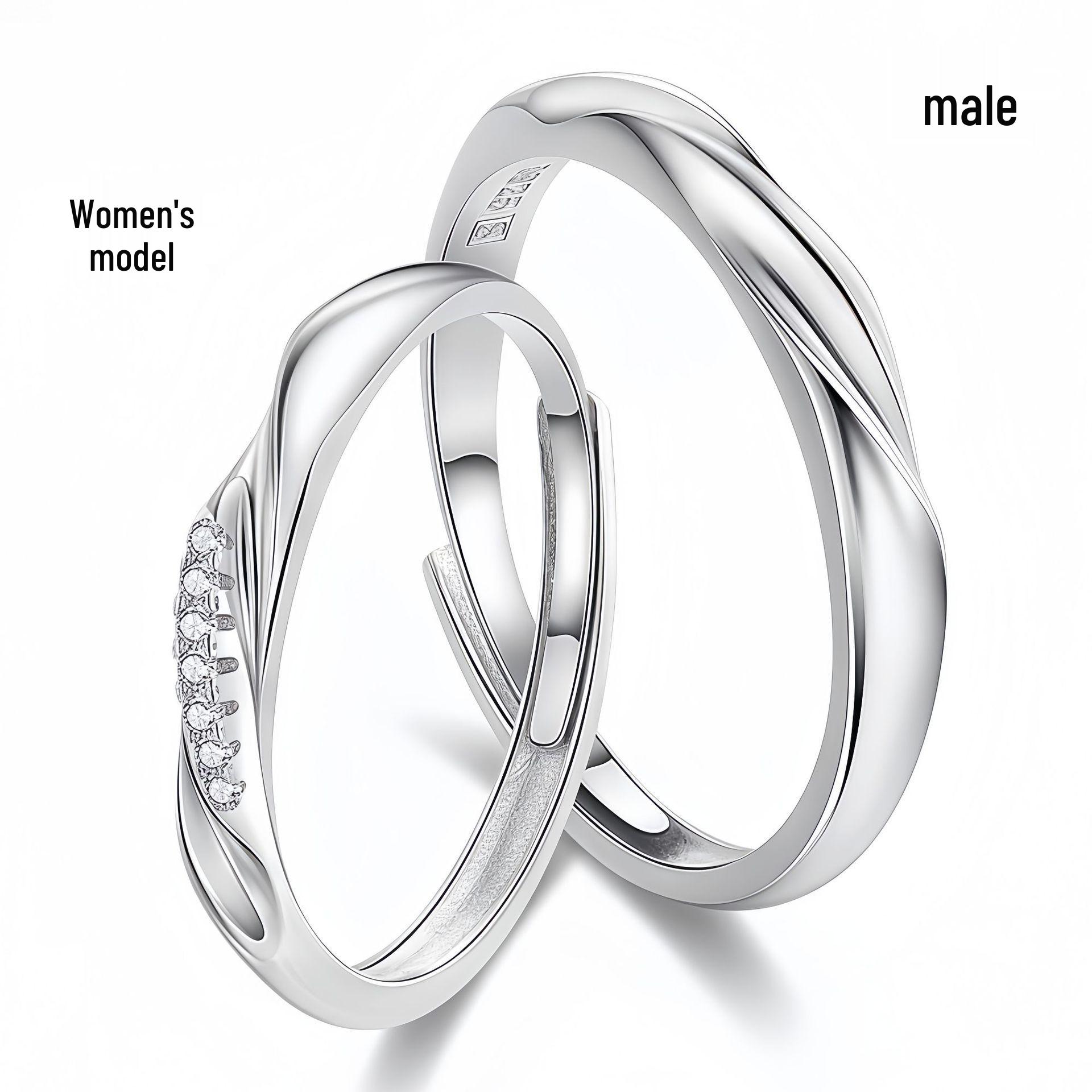 Exquisite 999 Sterling Silver Mobius Couple Rings - Luxury, High-End, Open Design Adjustable Open Ring