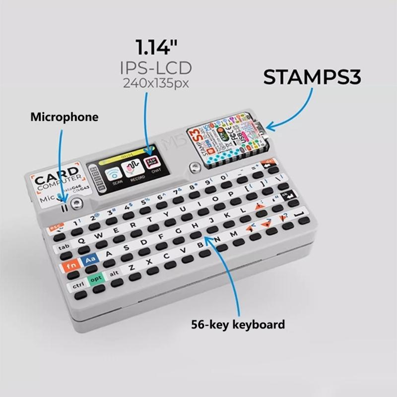 Cardcomputer StampS3 Microcontroller 56 Key Keyboards Card Computer 1.14inch Screen Computer DIY Electronics