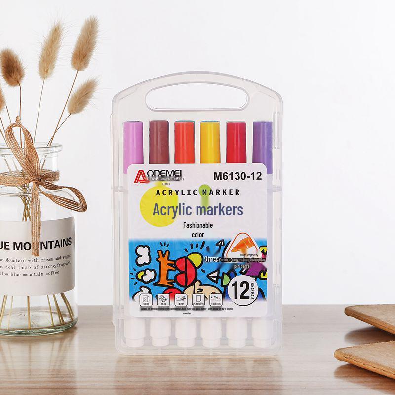 Acrylic Marker Pen Set - 12, 24, 36, 48 Colors for Kids Art and Painting with Portable Box