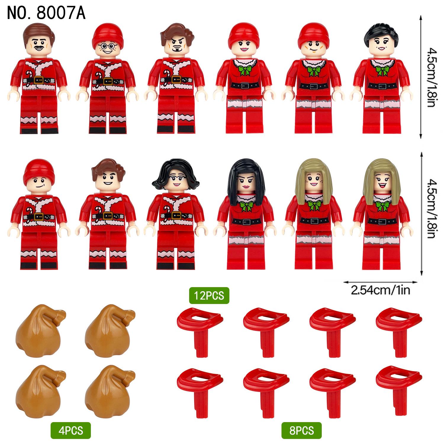 M8007A Wedding Couple Minifigures: Chinese and Western Style Groom, Bride, Best Man, Bridesmaid Building Blocks Toy.
