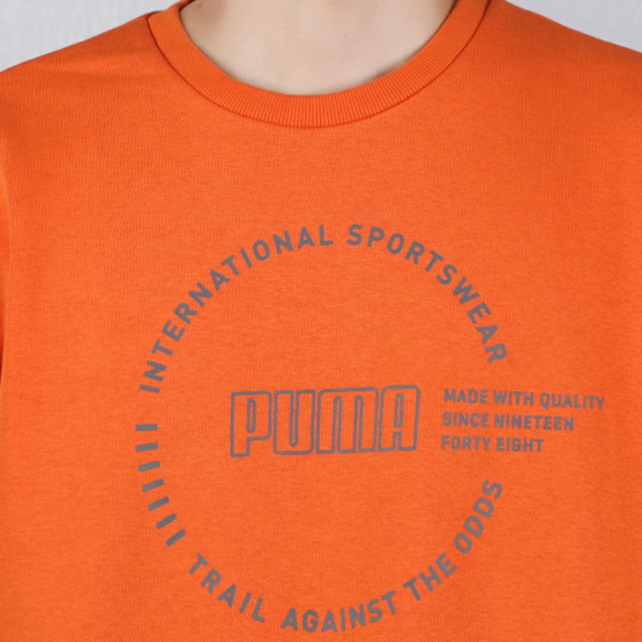 Puma Alphabet Logo Print Fleece Sweatshirt Men Tops Orange 597200-17