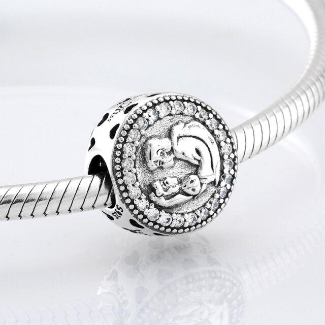 Perles fines en argent sterling 925 de forme ronde La famille est là où l'amour grandit Perles fines à faire soi-même adaptées aux bracelets à breloques originaux Fabrication de bijoux