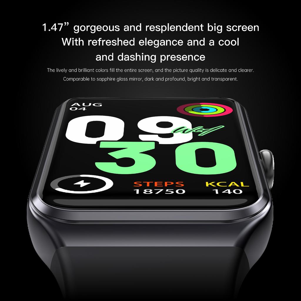 C82 1.47-inch Smart Watch Heart Rate Blood Pressure Body Temperature Health Monitoring Sports Bracelet