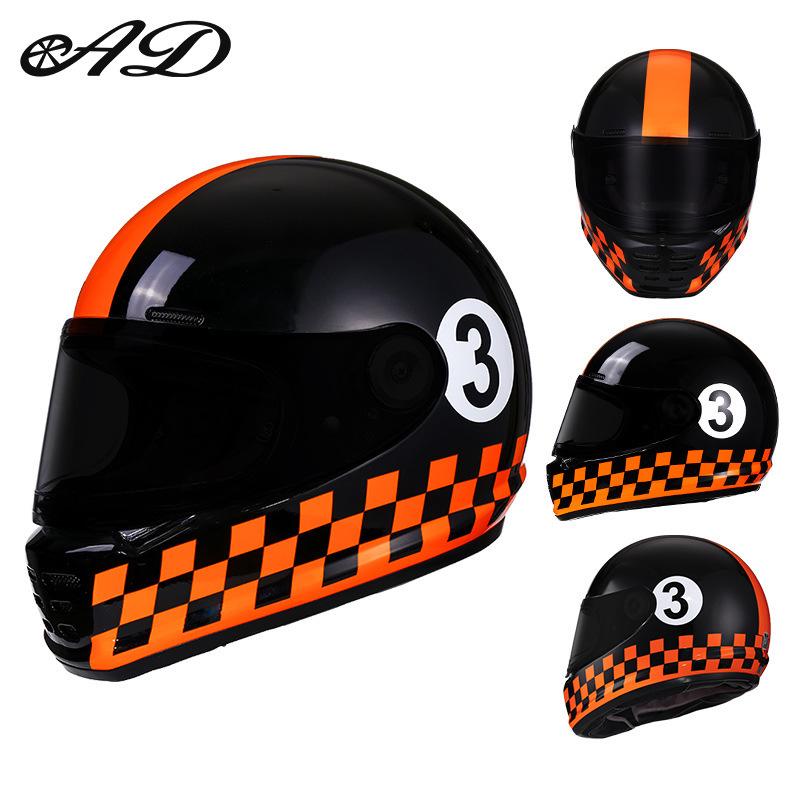 3C Certified Retro Fiberglass Full Face Helmet for Motorcycles and Scooters