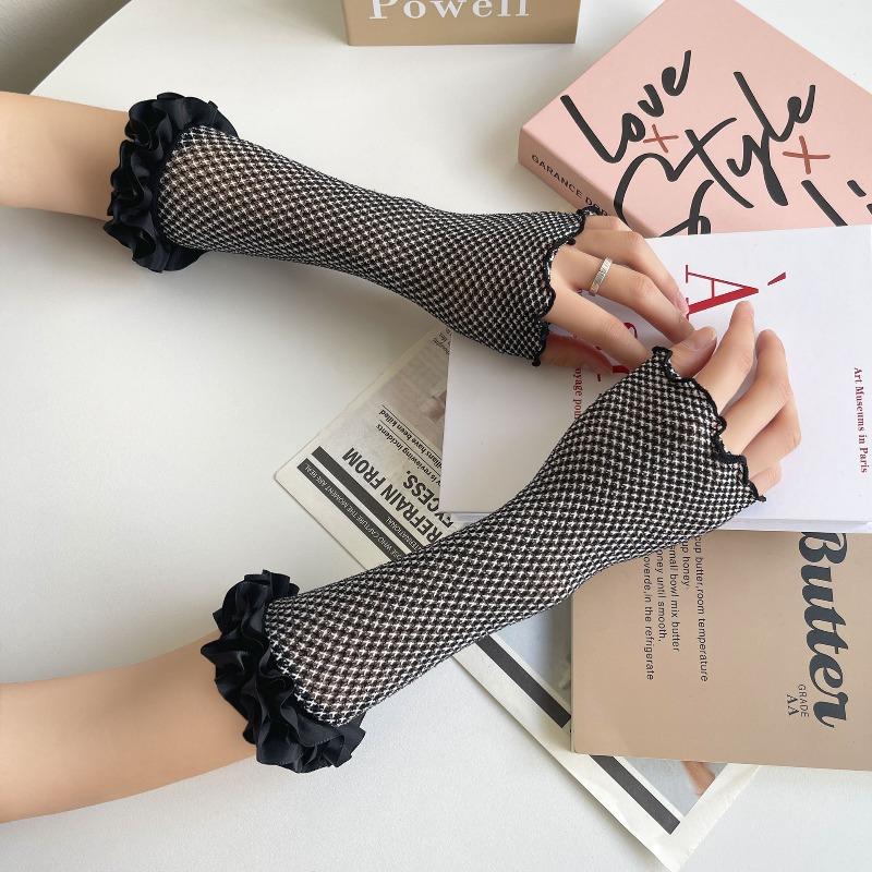 

Meier Lace-trimmed sheer concealer sleeves - long, girly nightclub gloves One size fits all чорний