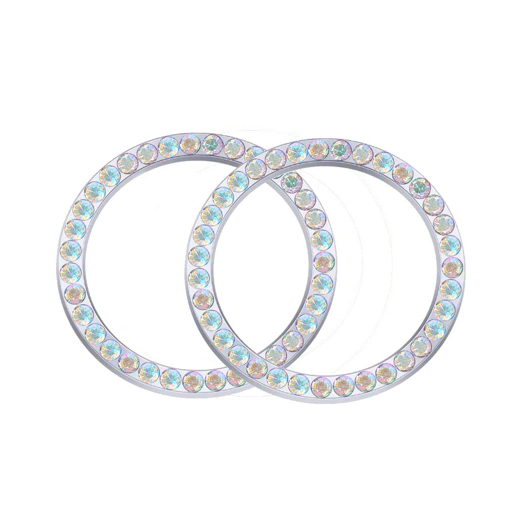 2Pcs 3DCar Key Ring Button Diamond Sticker Ignition Switch for Bling Decoration Circle Cover  Auto Motorcycle Styling Rhinestone