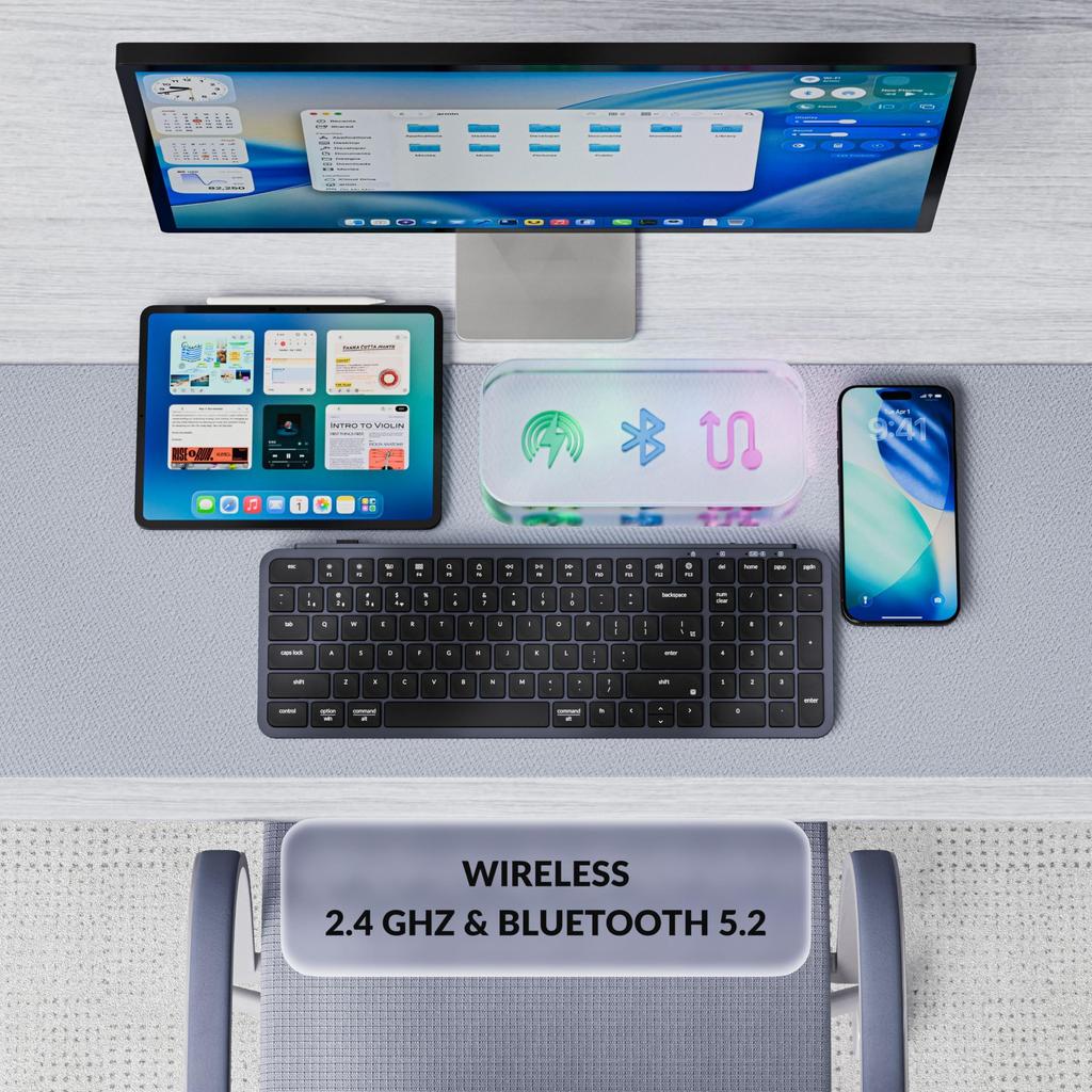 Keychron B2 Pro Ultra-Slim 96% Bluetooth2.4GHz Wireless Keyboard (with Numeric Keypad), JIS Layout, No Kana Printing, ZMK Launcher Compatible,