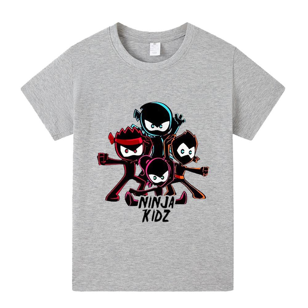 A1172 Kids Boys Girls NINJA KIDZ Cartoon Print Short Sleeves T-shirt