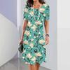 Elegantes Kurzarm 3D-Druckkleid Strand Sommer Midi-Kleider