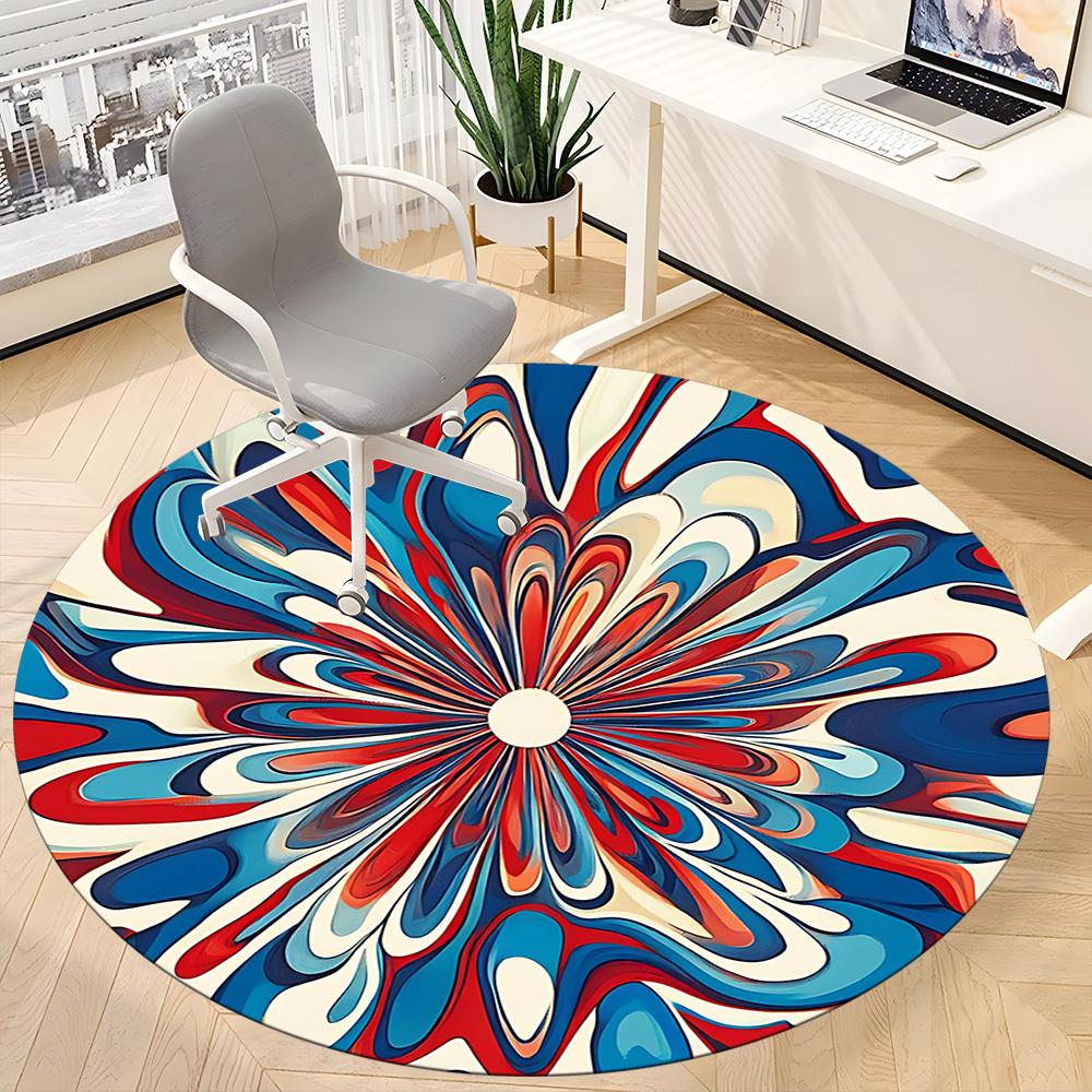 1pc Floral Abstract Office Round Area Rug, Indoor Mat Suitable For Office, Under Office Chairs Bedroom Living Room Home Decor, Room Deco