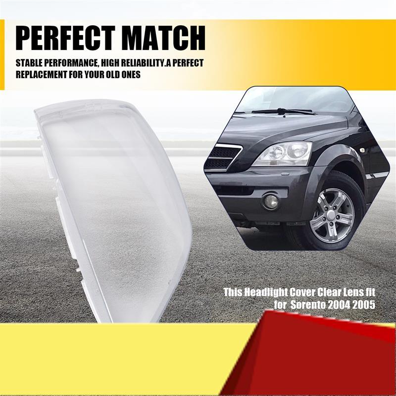 Car Front Side Headlight Clear Lens Lamp Shade Shell Cover For KIA Sorento 2004 2005-M53K