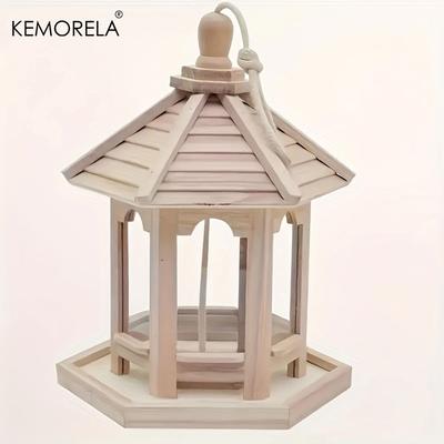 KEMORELA Holz-Vogelfutterhaus 1 Stück Dekoratives Hängendes Vogelhaus für den Außenbereich Haustier Schlafzimmer Käfig Wasserspender System