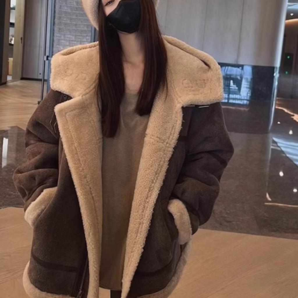 Lamb fur fur integrated fur coat women's winter plush thickened fur coat small man