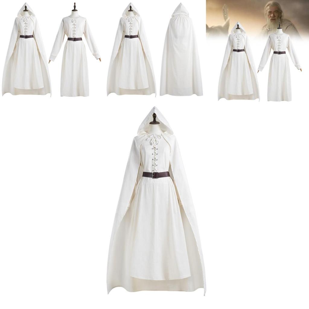 Stupendo Set Costume Cosplay di Gandalf per Halloween con Mantello e Tuniche Unisex