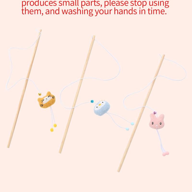 1pc Random Color Cute Animal Shaped Cat Teaser Toy Stick For Cat Use