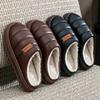 PU Waterproof Cotton Slippers Large Size 2025 New Indoor Home Non-slip Thick Bottom Warm Household Slippers Autumn and Winter
