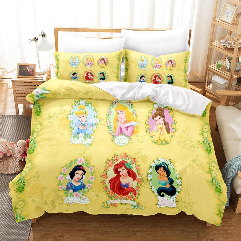 Princess Series Disney Princess Aina Christmas Gifts 3D Children'S Bedding Set 3-Piece Comforte 100% Polyester Anime Home