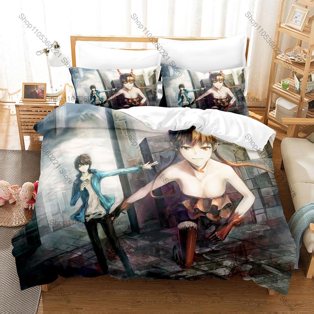 The Money Of Soul And Possibility Control Anime Print 3PCS Bedding Set Duvet Cover + 2 Pillowcases Soft Bed Linen For Anime Fans