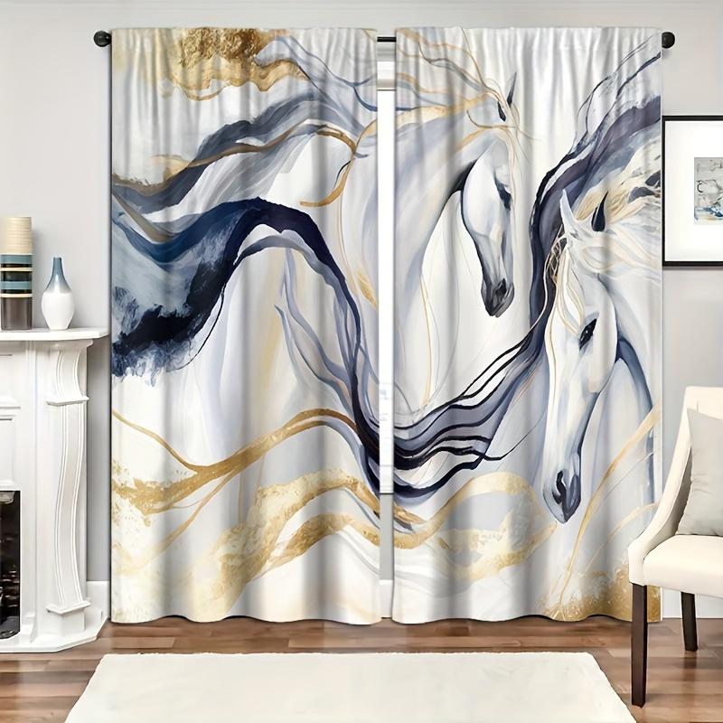 2 st Kanalficka Geometrisk Marmormönstrad Gardin Dekorativ Fönsterdraperi Fönsterbehandlingar För Sovrum Vardagsrum Hemdekoration