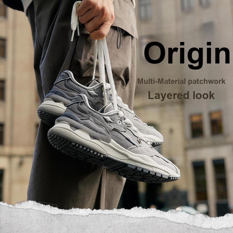 Li Ning CF Origin 2 Chaussures Décontractées Polyvalentes Antidérapantes Résistantes à l'Usure Chaussures Homme Blanc Gris AGCT323-2